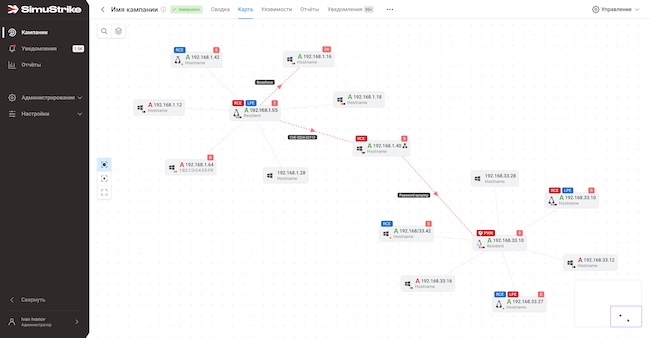 Визуализация цепочки атаки в BAS SimuStrike
