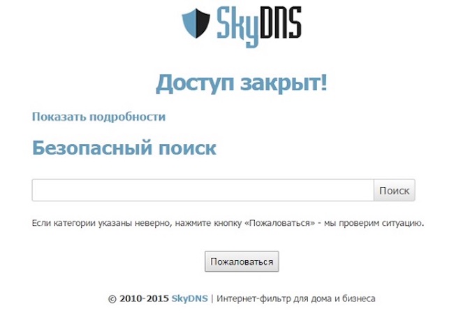 Стандартная страница блокировки SkyDNS