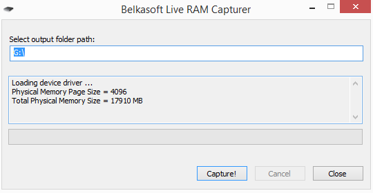 Главное окно Belkasoft Live RAM Capturer