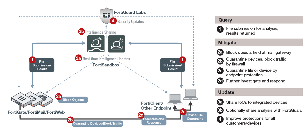 Алгоритм обновления механизмов безопасности за счет выявленных угроз средствами FortiSandbox