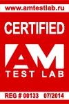 Сертификат AM Test Lab №000133 от 07.2014