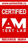 Сертификат AM Test Lab №000135 от 08.2014