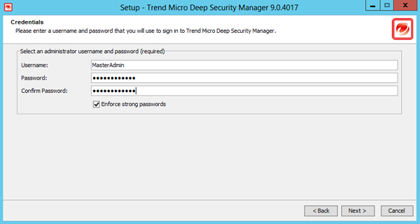 Ввод логина и пароля администратора Deep Security Manager