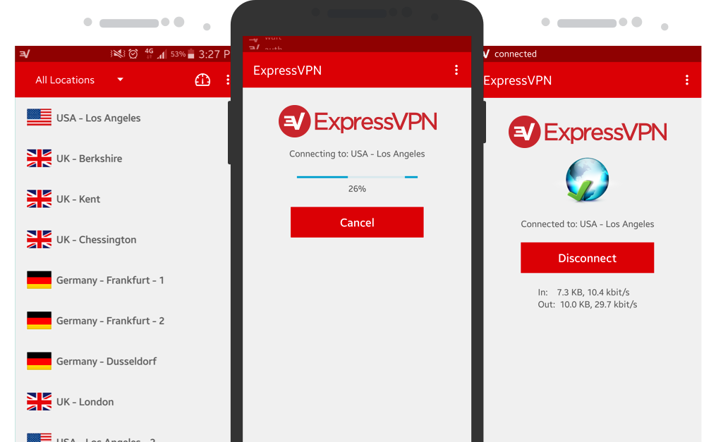 Интерфейс приложения ExpressVPN