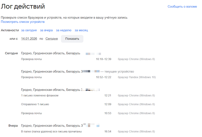 Активность пользователя