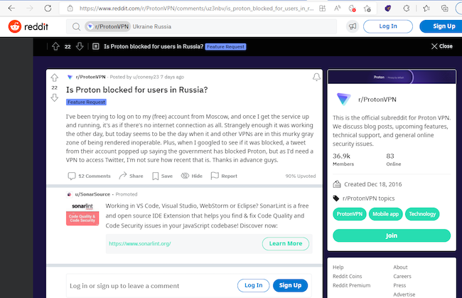 Блокировки сервиса Proton VPN в Москве начались 27 мая. Источник: Reddit
