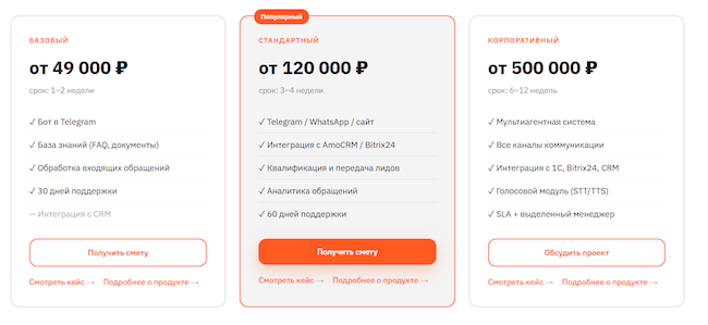 Пример цен на разработку ИИ-ассистента у PapAI Soft Пример цен на разработку ИИ-ассистента у PapAI Soft