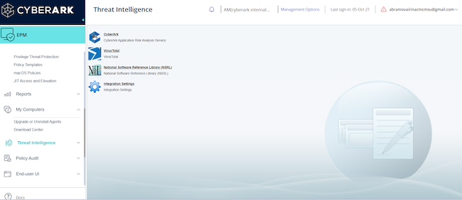 Раздел «Threat Intelligence» в CyberArk Endpoint Privilege Manager