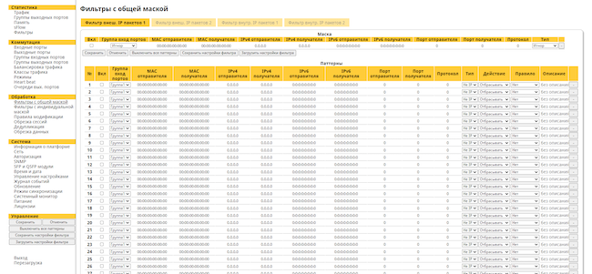 Интерфейс администратора DS Integrity NG. Фильтры с общей маской