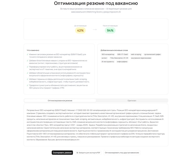 Оптимизация резюме в «Резюмешке» Оптимизация резюме в «Резюмешке»