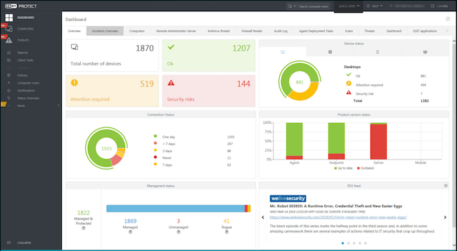 Консоль управления ESET Endpoint Security