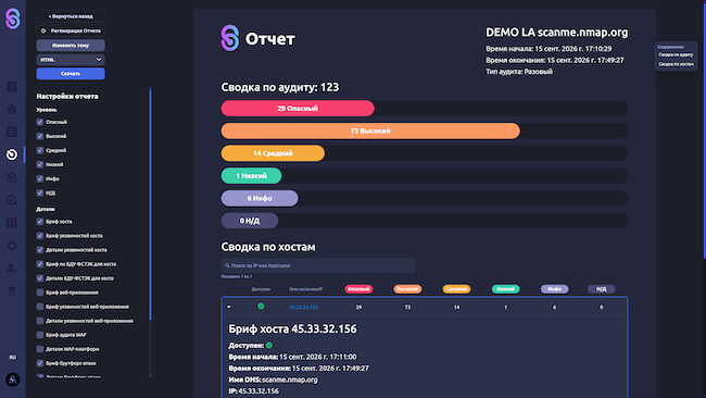 Дополнительное меню справа для перемещения между блоками отчёта Дополнительное меню справа для перемещения между блоками отчёта
