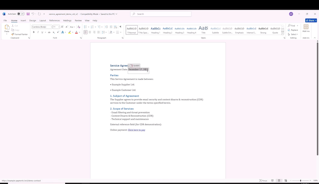 Пример документа Word, в котором есть активное содержимое Пример документа Word, в котором есть активное содержимое