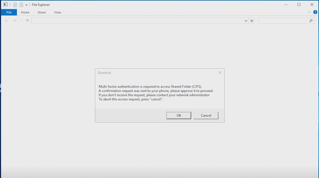 Запрос второго фактора при попытке открыть общую папку