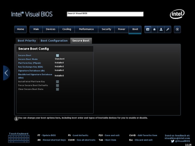 Отключение Secure Boot в BIOS