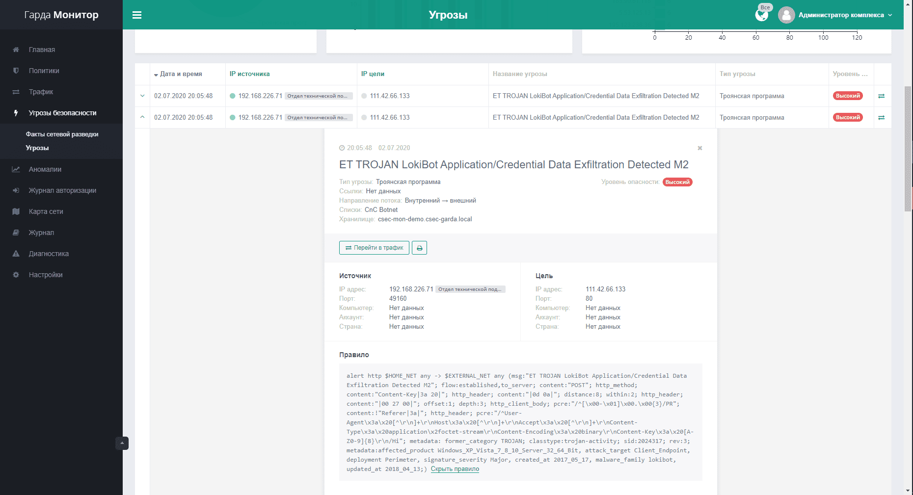 [Anti-Malware] Обзор NTA-системы "Гарда Монитор", фото 10