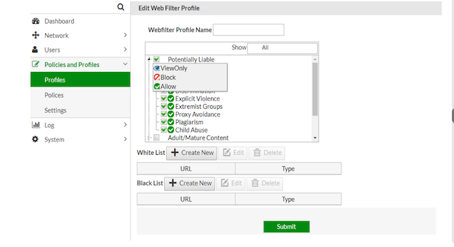 FortiIsolator. «Policies and Profiles»