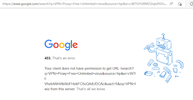 Ошибка при поиске VPN Proxy Free Unlimited