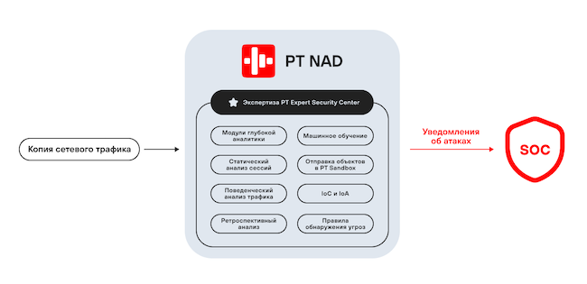 Работа PT NAD с трафиком