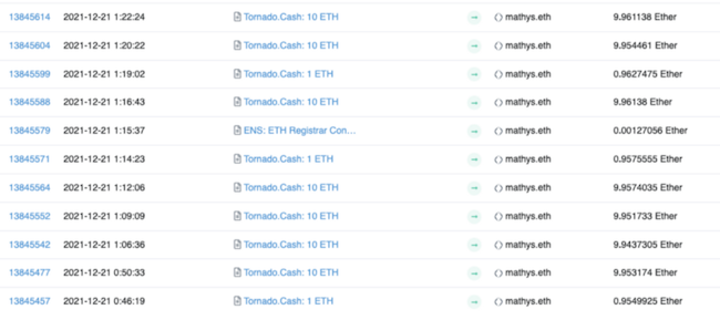 Вывод украденных средств первой жертвы на имя mathys.eth