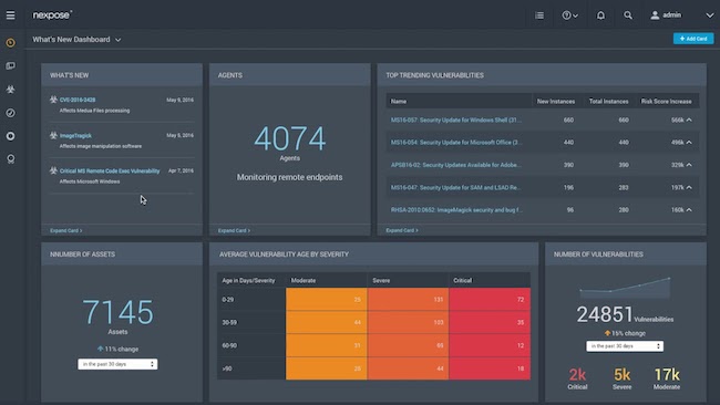 Окно мониторинга в Nexpose Vulnerability Scanner