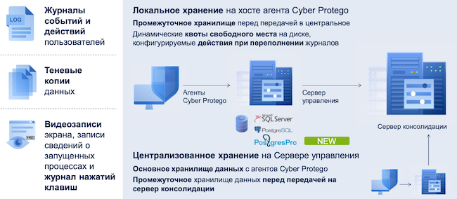 Аккумуляция различных данных в системе Cyber Protego