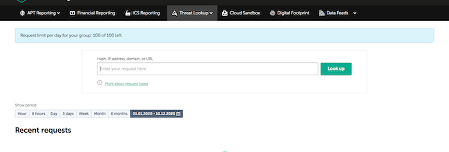 Сервис Threat Lookup в Kaspersky Threat Intelligence Portal