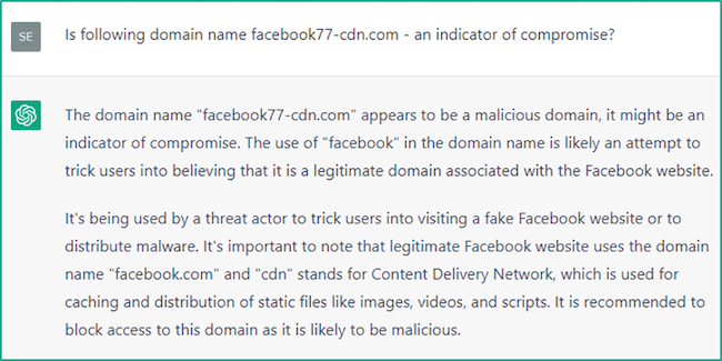 ChatGPT пока что может путать детали атрибуции, например в случае с доменом FIN7