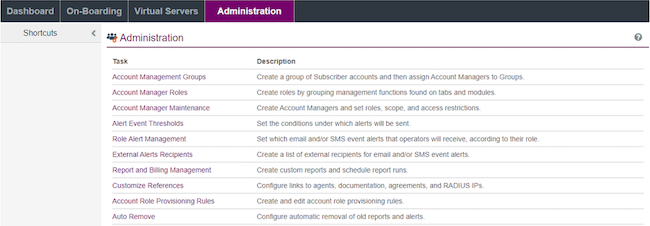 Интерфейс вкладки «Administration» в консоли управления SafeNet Authentication Service