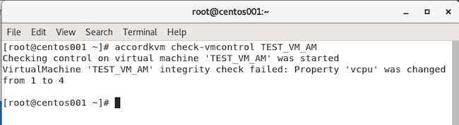 Выявление нарушения при контроле целостности виртуальной машины в СПО «Аккорд-KVM»