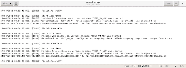 Журнал событий в СПО «Аккорд-KVM»