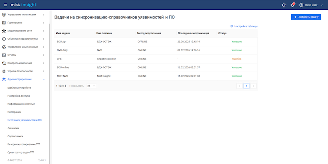 База уязвимостей в MIST Insight