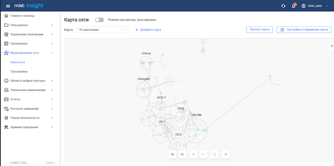 Карта сети в MIST Insight