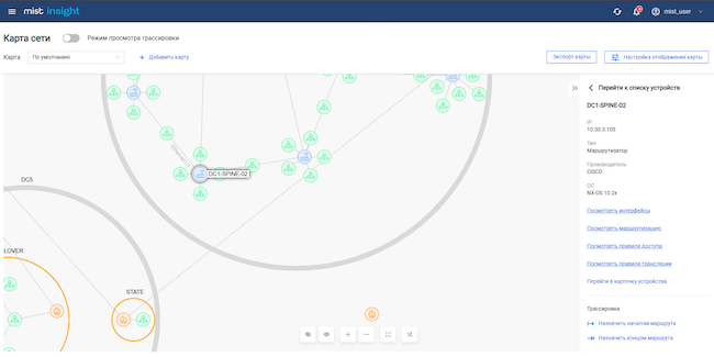 Данные по конкретному сетевому устройству