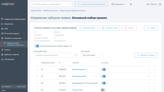 Управление набором правил обработки запросов Управление набором правил обработки запросов
