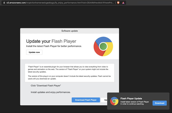 Brave на Mac перенаправляет на хранилище Amazon AWS с фальшивым Flash Player