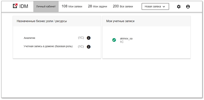 Личный кабинет сотрудника в интерфейсе Avanpost IDM