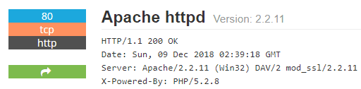 Отклик сервера. Обратите внимание на заголовок Server: Apache работает на системе Windows