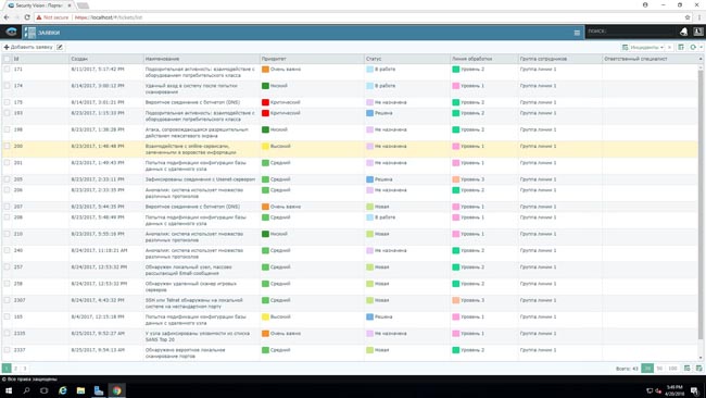 Модуль «Заявки» Security Vision