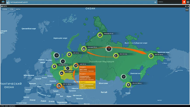 Графическое представление состояния ИБ в масштабах страны, планеты