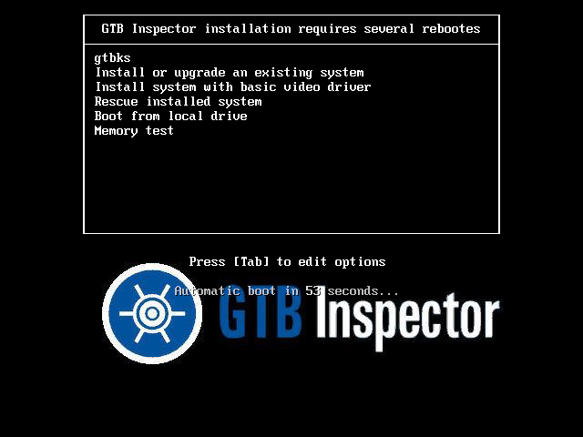 Внешний вид программы-инсталлятора kickstart. Начало установки GTB Inspector