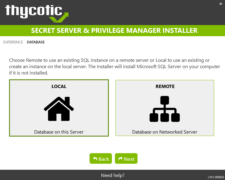 Выбор SQL-сервера для развертывания Thycotic Secret Server