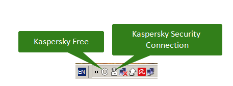 Компоненты, появившиеся в области уведомлений при установке Kaspersky Free