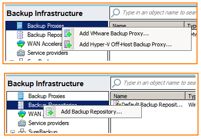 Назначение машинам ролей прокси-сервера и репозитория Veeam Backup & Replication