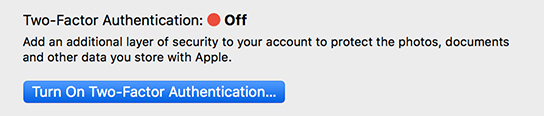 Включение двухфакторной аутентификации в macOS