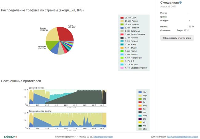 Дополнительные данные детализированной атаки в Kaspersky DDoS Prevention