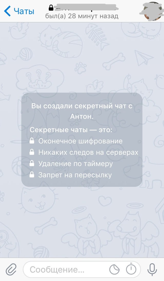 Секретный чат в Telegram