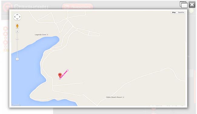 Маршрут передвижения пользователя на карте (GPS-трекинг) в «БОСС-Оффлайн»